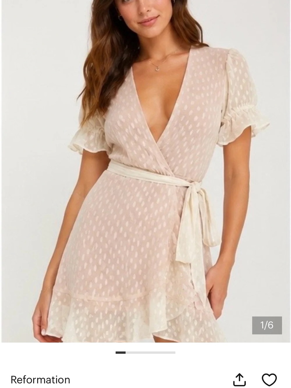 Reformation Swiss Dot Wrap Mini Dress